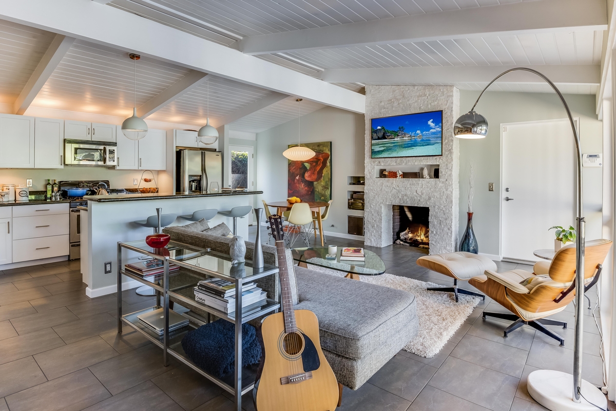 Open concept living room Cliff May Rancho